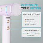 Ionic Hair Dryer with Diffuser and Concentrator, Professional Lightweight Quiet Blow Dryer, Powerful 1600 Watt Motor for Fast Drying and Straight & Wavy Hair, 3 Temps/2 Speeds, 6.56 Ft Cord, White