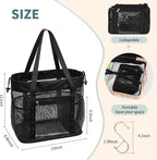 Large Shower Caddy Portable, Mesh Shower Caddy with Hook, Hanging Toiletry Bag with Dividers, Quick Dry Bathroom Tote Shower Bag with Bottom Zipper Open Design for Gym, Dorm, Camping, Beach, Travel