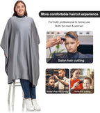 PERFEHAIR Salon Hair Cutting Cape for Adults - Adjustable Soft Silicone Collar Snap Closure, Silky Anti-Static Premium Haircut & Barber Cape - Gray