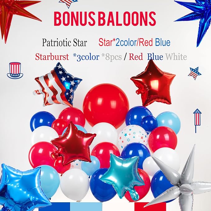 Red White and Blue Balloon Garland Kit - Image 4