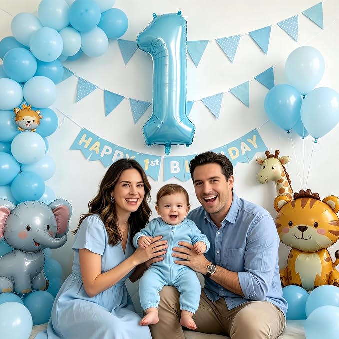 40 Inch Light Blue Number 1 Balloon | 1 Birthday Balloon - Image 3