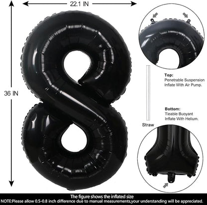 40 Inch Black Number 8 Balloons Helium Giant Black 8 Balloons - Image 2