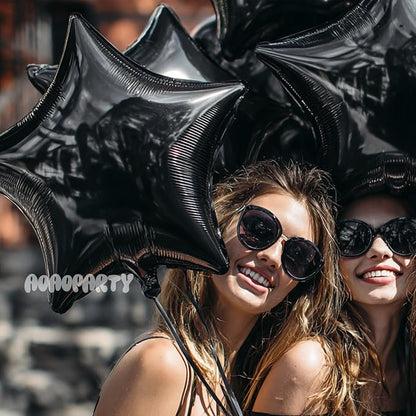 25Pcs Black Star Shaped Balloons 18Inch Foil Mylar Balloon Helium | - Image 2