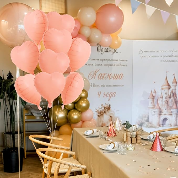 TONIFUL 15 Pcs Pastel Orange Heart Balloons 18Inch Heart Shape Foil Balloon | - Image 3
