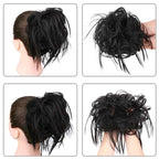 HMD Tousled Updo Messy Bun Hair Piece Hair Extension Ponytail With Elastic Rubber Band Updo Extensions Hairpiece Synthetic Hair Extensions Scrunchies Ponytail Hairpieces for Women(Natural Black 2#)