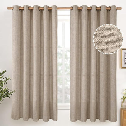 YoungsTex Linen Curtains 63 Inches Length Textured Short Drapes by YoungsTex