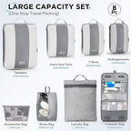 8 Set Compression Packing Cubes for Travel Essentials,Compressible Expandable Packing Cubes for Suitcase,OlarHike Luggage Organizer Bags for Travel,Handy Helper for Organizing Clothes(Gray)