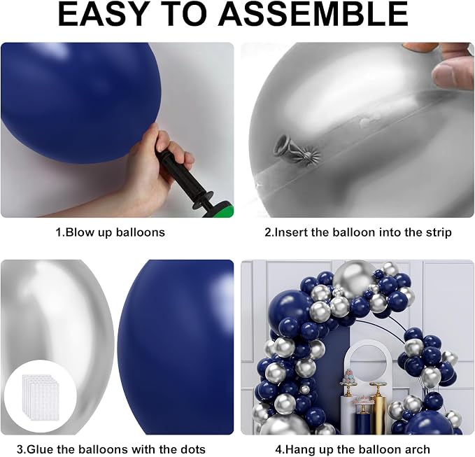 YMSZ Blue and Silver Balloons Arch Garland Kit, Different Size, - Image 3