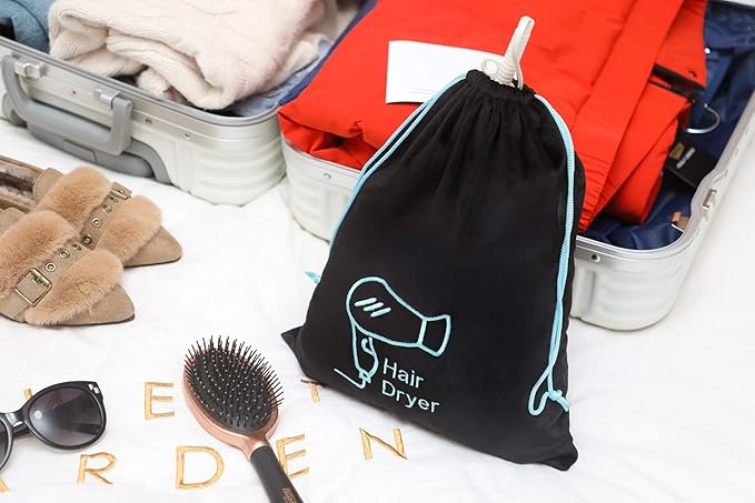 Hair Dryer Bag 11.8’’x 14’’ Storage Organizer Bag For Hairdryer and All Hair Tools With Drawstring, Ideal for Travel, Gym, Hotel or Home Use (Two Packs)