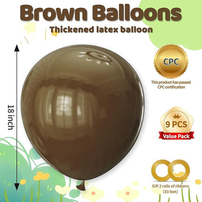 18 Inch Brown Latex Balloons 32 Pack - Image 2