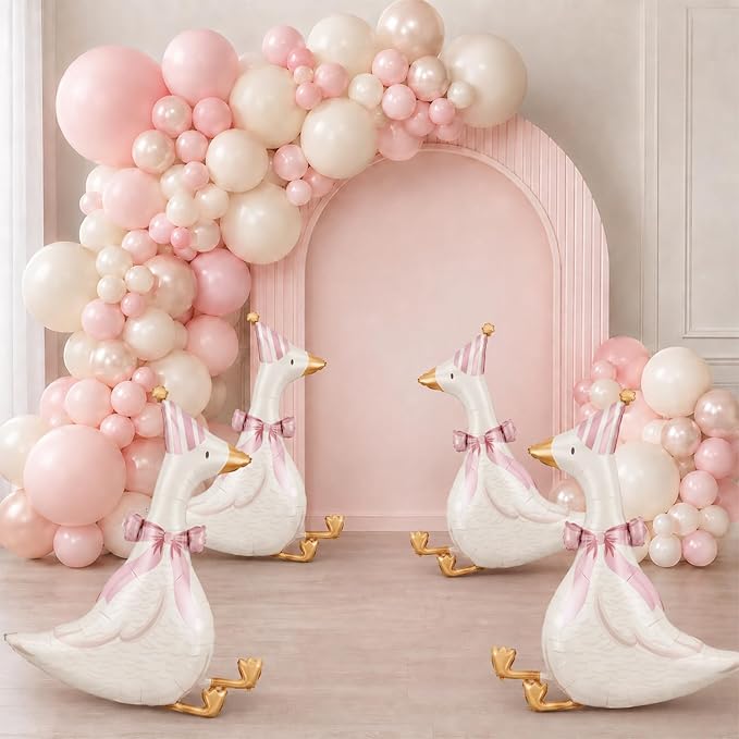 Pink Goose Foil Balloons, 30 Inch 5PCS Goose Birthday Party Decorations | Large - Image 6