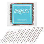 HOYOLS U Shaped Assorted Size Hair Bobby Pins, Metal Bun Clips Hairpin Crimped Design with Ball Tips for Women Girls Grips Hairstyle, 150 Count Bulk Pack (Brown)