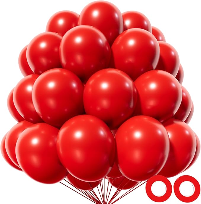 Red Balloon 110pcs, 12 Inch Thickened Red Latex Helium Balloons by Kawkalsh