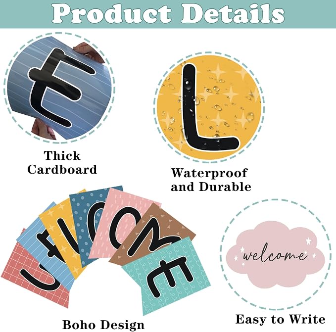 57pcs Boho Rainbow Welcome Banner Welcome Bulletin Board Set - Image 3