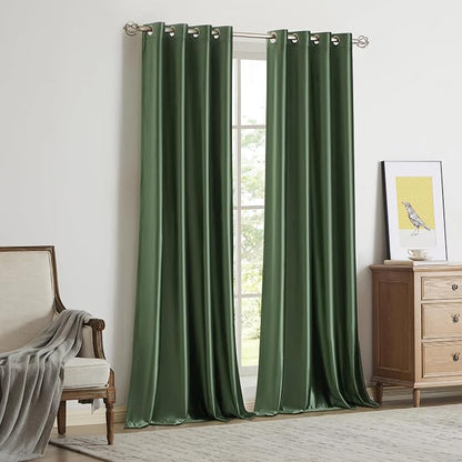 BULBUL Velvet Oilve Green Blackout Curtains 63 inch - Image 7