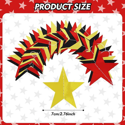 BEISHIDA 6Pcs Black Red and Gold Glitter Star Garland Decor Twinkle Star Banner - Image 3