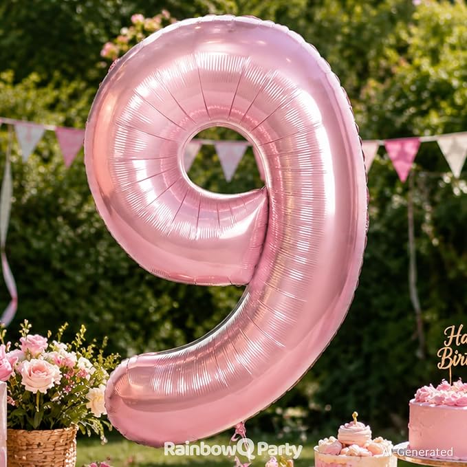 RainbowQ Pink 9 Balloon Number 40 Inch 0-40 Foil Large Balloons | Big Mylar 9 - Image 3