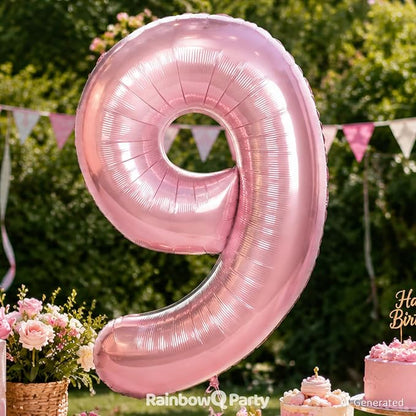 RainbowQ Pink 9 Balloon Number 40 Inch 0-40 Foil Large Balloons | Big Mylar 9 - Image 3