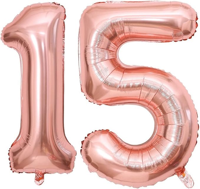 40 Inch Rose Gold 15 Number Balloons Giant 15 or 51 Balloons Rose Gold Birthday by LHOAVWE