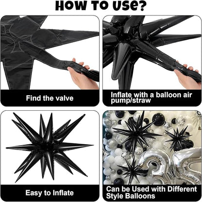 10 Pcs Star Balloons Explosion Balloons Foil Cone Balloon Magic - Image 7