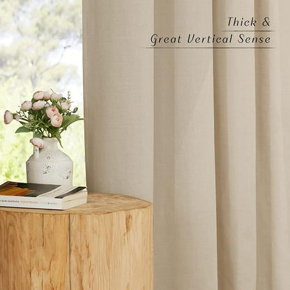 NICETOWN Linen with Polyester Curtains 72 inch Length 2 Panels, Grommet Privacy - Image 3