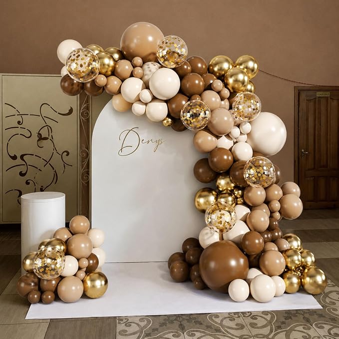 Brown Balloon Arch Kit for Birthday Party Decorations | 140Pcs Neutral Nude - Image 7