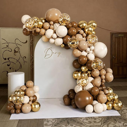 Brown Balloon Arch Kit for Birthday Party Decorations | 140Pcs Neutral Nude - Image 7