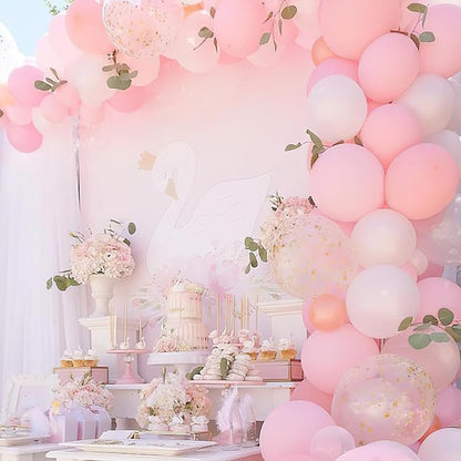 PartyWoo Pink White and Silver Balloons 66pcs 12 Inch Pink White Balloons | - Image 6