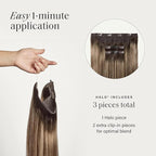 Luxy 100% Remy Human Hair – Halo Clip-In Hair Extensions –Natural Looking Volume & Length - One-Piece - Easy 5-Min Application 180 grams 20" Rooted Light Bronde