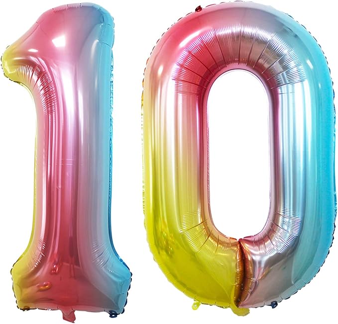 Number 10 Balloons for 10th Birthday Party Decorations, 42 Inch Jumbo Foil by GOER