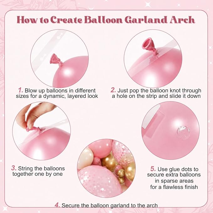 Pink Gold White Balloon Arch Kit - Image 7