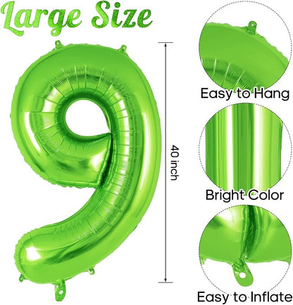 Green Number 9 Balloon 40 Inch, Big Large Foil Helium Number Balloons, Jumbo - Image 3