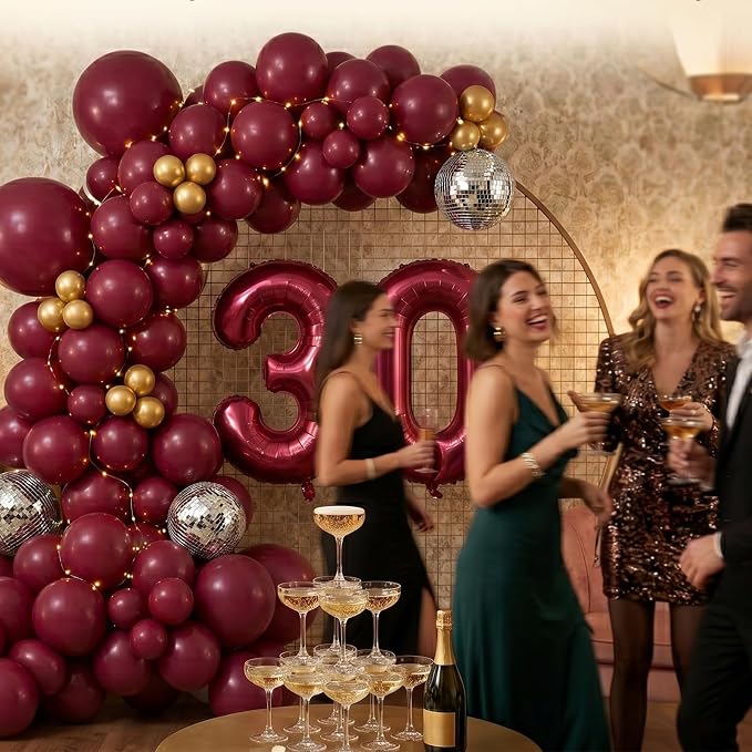 96Pcs 5/10/12/18 Inch Burgundy Dark Red Latex Balloon Garland Arch Kit | Maroon - Image 5