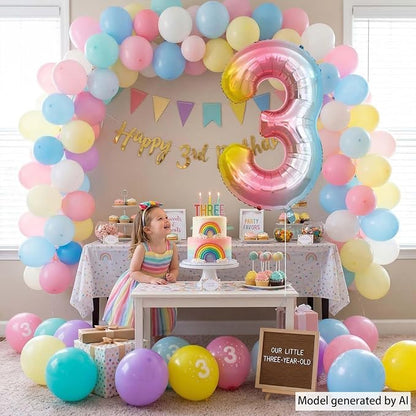 Rainbow Ombre Number 3 Balloon 40 Inch, Pastel Foil Decor | Dreamy Rainbow - Image 6