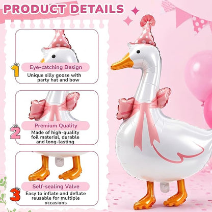 Soulchen 6 Pcs One Silly Goose Balloons Set 33" Giant White Goose Foil Balloons - Image 4