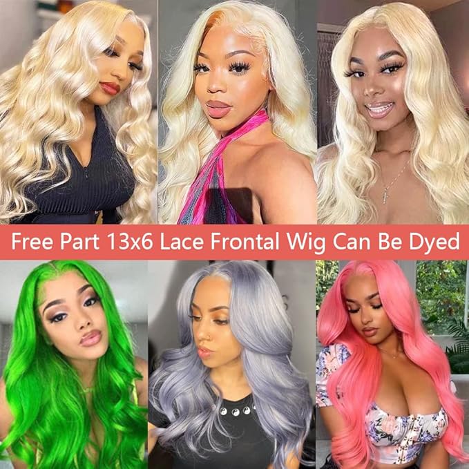 613 Blonde Human Hair Wigs 13X6 HD Transparent Lace Front Body Wave Wigs with Baby Hair for Black Women Pre Plucked Brazilian Virgin Hair Wig 180% Density 22 Inch