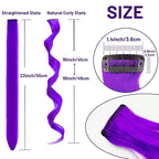16 Pcs Colored Hair Extensions Curly Wavy Clip in Synthetic Hairpiece Streak for Girls Women Kid, Multi-colors Party Highlights Cosplay Festival Gift(Purple)