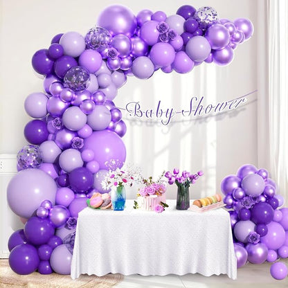 136pcs Purple Balloons Garland Arch Kit, 18 12 10 5 In Dark Light Metallic - Image 7