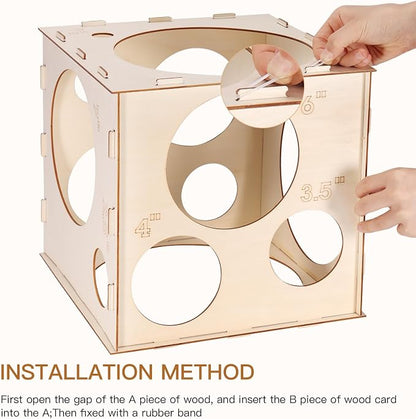 Auihiay 14 Holes Wood Balloon Sizer Box, Balloon Sizer Cube | Collapsible - Image 3