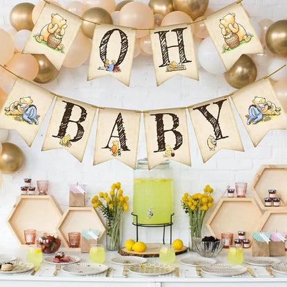 Classic Winnie Oh Baby Banner for Baby Shower Decorations Pooh First Birthday - Image 3
