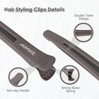 AIMIKE Hair Sectioning Clips with Silicone Band - No Crease Duck Billed Styling Clips for Salon, Cutting, and Rollers (6pcs)