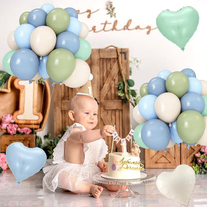Dusty Blue Sage Green Balloon Arch Kit - Image 5
