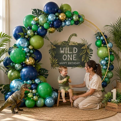134Pcs Blue and Green Balloon Garland Kit, Dinosaur Helium Latex Balloons - Image 5