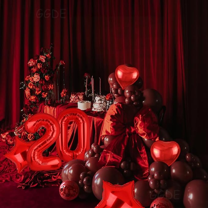 40 Inch Red Number Balloons 20 Mylar Foil 20th Birthday Party Decor 10 Pcs | - Image 3