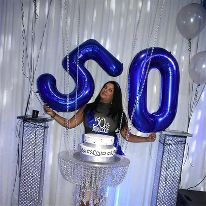 Navy Blue 5 Balloons, Self Inflating Digit 5 Balloons - Image 7