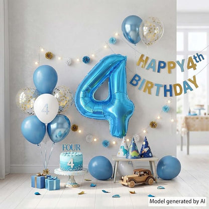 Light Blue Number 4 Balloon 40 Inch, Foil Numeral - Image 7