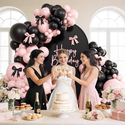 155pcs Pink and Black Balloon Arch Kit - Image 5
