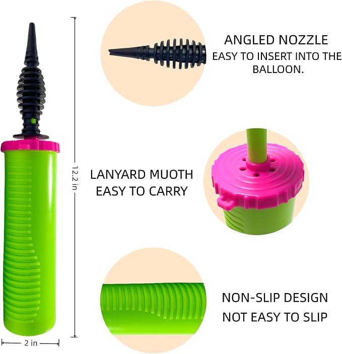 12.2-inch Dual Action Balloon Pump, Manual Handheld Balloon Inflator - Image 4
