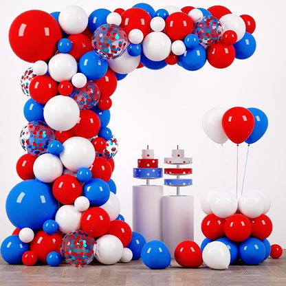 Voircoloria 148pcs Red White Blue Balloons Arch Kit, 18 12 10 5 Inch | by Voircoloria
