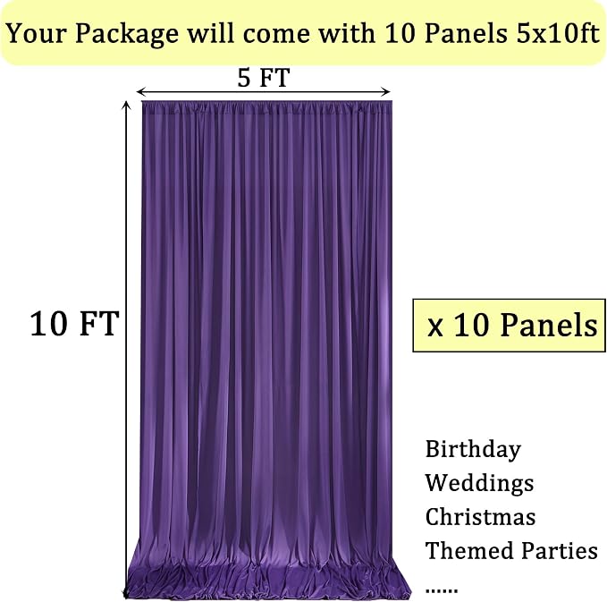 50ftx10ft Wrinkle Free Purple Backdrop Curtains - Image 3